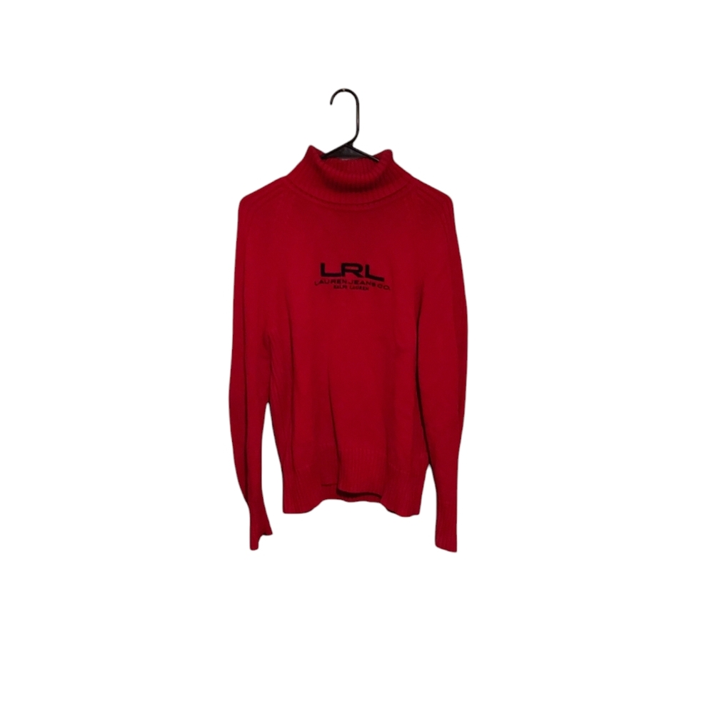 Vintage Y2K Old Money Sweater Red Size XL Lauren Ralph Lauren Turtleneck Cabin